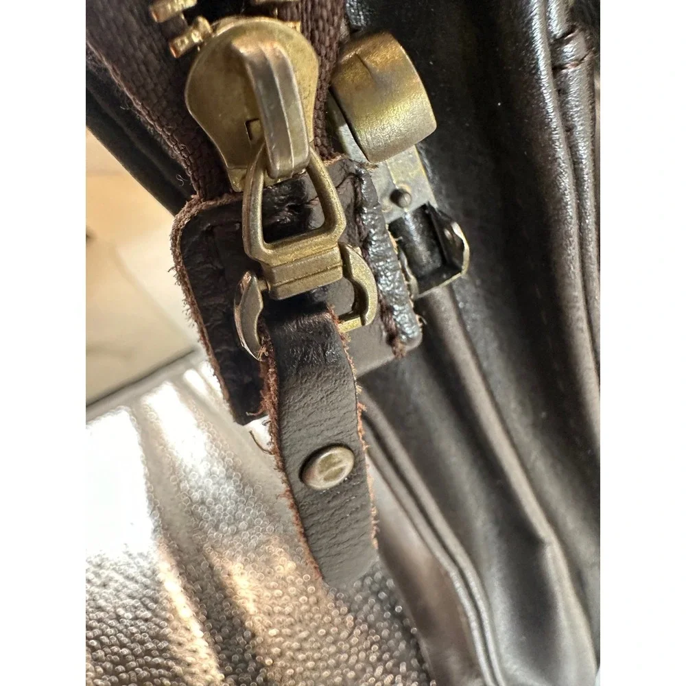 Polo Jeans Messenger Bag Brown Leather Flap Crossbody Travel‎ Small
